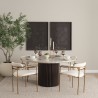 Mercana Parker I Cream Fabric Seat Gold Metal Frame Dining Chair Coffee Table Set