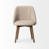 Mercana Ronald I Cream Fabric Wrap Brown Wooden Base Dining Chair Front