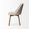 Mercana Ronald I Cream Fabric Wrap Brown Wooden Base Dining Chair Side