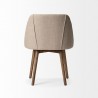 Mercana Ronald I Cream Fabric Wrap Brown Wooden Base Dining Chair Back