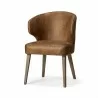 Niles 22.5L x 24.0W x 32.0H Brown Faux Leather Seat W/Brown Wooden Legs Wingback Dining Chair - Niles 22.5L x 24.0W x 32.0H Brown Faux Leather Seat W/Brown Wooden Legs Wingback Dining Chair