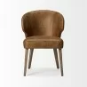 Niles 22.5L x 24.0W x 32.0H Brown Faux Leather Seat W/Brown Wooden Legs Wingback Dining Chair Front - Niles 22.5L x 24.0W x 32.0H Brown Faux Leather Seat W/Brown Wooden Legs Wingback Dining Chair Front