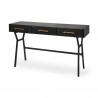 Mercana Vince 51L x 18W Black Metal With Gold Accents 3 Drawer Office Desk