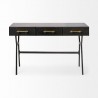 Mercana Vince 51L x 18W Black Metal With Gold Accents 3 Drawer Office Desk Front