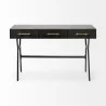 Mercana Vince 51L x 18W Black Metal With Gold Accents 3 Drawer Office Desk Front - Mercana Vince 51L x 18W Black Metal With Gold Accents 3 Drawer Office Desk Front