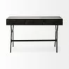Mercana Vince 51L x 18W Black Metal With Gold Accents 3 Drawer Office Desk Back - Mercana Vince 51L x 18W Black Metal With Gold Accents 3 Drawer Office Desk Back