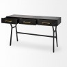 Mercana Vince 51L x 18W Black Metal With Gold Accents 3 Drawer Office Desk Open