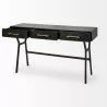 Mercana Vince 51L x 18W Black Metal With Gold Accents 3 Drawer Office Desk Open - Mercana Vince 51L x 18W Black Metal With Gold Accents 3 Drawer Office Desk Open
