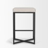 Mercana Frodo 26.5H Seat Height White Fabric Seat Black Metal Base Stool Back