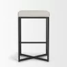 Mercana Frodo 26.5H Seat Height White Fabric Seat Black Metal Base Stool Back - Mercana Frodo 26.5H Seat Height White Fabric Seat Black Metal Base Stool Back