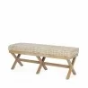 Mercana Solis II 50L x 16W Brown Base Beige Woven Leather Cushion Accent Bench 1 - Mercana Solis II 50L x 16W Brown Base Beige Woven Leather Cushion Accent Bench 1