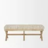 Mercana Solis II 50L x 16W Brown Base Beige Woven Leather Cushion Accent Bench Front - Mercana Solis II 50L x 16W Brown Base Beige Woven Leather Cushion Accent Bench Front