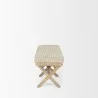 Mercana Solis II 50L x 16W Brown Base Beige Woven Leather Cushion Accent Bench Side - Mercana Solis II 50L x 16W Brown Base Beige Woven Leather Cushion Accent Bench Side