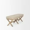 Mercana Solis II 50L x 16W Brown Base Beige Woven Leather Cushion Accent Bench 2 - Mercana Solis II 50L x 16W Brown Base Beige Woven Leather Cushion Accent Bench 2