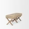 Mercana Solis 50L x 16W Brown Base Upholstered Beige/Black Stripe Seat Accent Bench Side - Mercana Solis 50L x 16W Brown Base Upholstered Beige/Black Stripe Seat Accent Bench Side