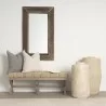 Mercana Solis 50L x 16W Brown Base Upholstered Beige/Black Stripe Seat Accent Bench - Mercana Solis 50L x 16W Brown Base Upholstered Beige/Black Stripe Seat Accent Bench