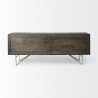 Mercana Darwin 80x17.5 Brown Solid Wood Gold Metal Base 4 Cabinet Door Sideboard 2