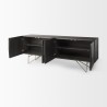 Mercana Darwin 80x17.5 Brown Solid Wood Gold Metal Base 4 Cabinet Door Sideboard Open