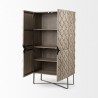 Mercana Excelsior II 68.1" H Light Brown Wood Gold Iron Base Storage Cabinet Open