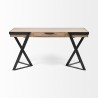 Mercana Steinbeck 61L x 28.75W x 30H Light Brown Wooden Iron Frame Office Desk Front
