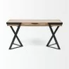 Mercana Steinbeck 61L x 28.75W x 30H Light Brown Wooden Iron Frame Office Desk Front - Mercana Steinbeck 61L x 28.75W x 30H Light Brown Wooden Iron Frame Office Desk Front