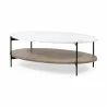 Mercana Larkin 48" Oval White Marble Top and Solid Wood Shelf With Black Metal Frame Coffee Table 1 - Mercana Larkin 48" Oval White Marble Top and Solid Wood Shelf With Black Metal Frame Coffee Table 1