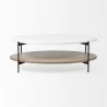 Mercana Larkin 48" Oval White Marble Top and Solid Wood Shelf With Black Metal Frame Coffee Table Front - Mercana Larkin 48" Oval White Marble Top and Solid Wood Shelf With Black Metal Frame Coffee Table Front