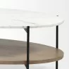 Mercana Larkin 48" Oval White Marble Top and Solid Wood Shelf With Black Metal Frame Coffee Table 2 - Mercana Larkin 48" Oval White Marble Top and Solid Wood Shelf With Black Metal Frame Coffee Table 2