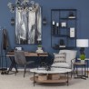 Mercana Larkin 48" Oval White Marble Top and Solid Wood Shelf With Black Metal Frame Coffee Table