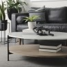 Mercana Larkin 48" Oval White Marble Top and Solid Wood Shelf With Black Metal Frame Coffee Table 5