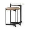 Mercana Larkin II Marble and Medium Brown Wood Round Tabletop Nesting End/Side Tables 2