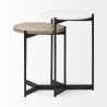 Mercana Larkin II Marble and Medium Brown Wood Round Tabletop Nesting End/Side Tables 3