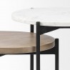 Mercana Larkin II Marble and Medium Brown Wood Round Tabletop Nesting End/Side Tables 1