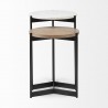 Mercana Larkin II Marble and Medium Brown Wood Round Tabletop Nesting End/Side Tables Front