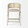 Mercana Tabitha 26.75" Seat Height Beige Fabric/Rattan Seat Blonde Wood Frame Counter Stool Front - Mercana Tabitha 26.75" Seat Height Beige Fabric/Rattan Seat Blonde Wood Frame Counter Stool Front