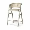 Mercana Tabitha 30.75" Seat Height Beige Fabric/Rattan Seat Blonde Wood Frame Bar Stool - Mercana Tabitha 30.75" Seat Height Beige Fabric/Rattan Seat Blonde Wood Frame Bar Stool