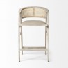 Mercana Tabitha 30.75" Seat Height Beige Fabric/Rattan Seat Blonde Wood Frame Bar Stool Front