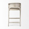 Mercana Tabitha 30.75" Seat Height Beige Fabric/Rattan Seat Blonde Wood Frame Bar Stool 1