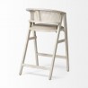 Mercana Tabitha 30.75" Seat Height Beige Fabric/Rattan Seat Blonde Wood Frame Bar Stool Back