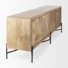 Mercana Cairo 78x19 Brown Solid Wood Black Metal Base 4 Door Cabinet Sideboard Side