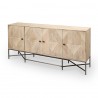 Mercana Hogarth III 72L x 15W x 34H Brown Solid Wood Frame Gold Metal Base 4 Cabinet Door Sideboard Front