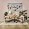Mercana Hogarth III 72L x 15W x 34H Brown Solid Wood Frame Gold Metal Base 4 Cabinet Door Sideboard