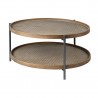 Mercana Kade 33" Round Brown Table Gray Metal Frame Two-Tier Coffee Table