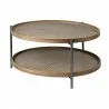 Mercana Kade 33" Round Brown Table Gray Metal Frame Two-Tier Coffee Table - Mercana Kade 33" Round Brown Table Gray Metal Frame Two-Tier Coffee Table