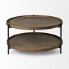 Mercana Kade 33" Round Brown Table Gray Metal Frame Two-Tier Coffee Table