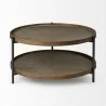 Mercana Kade 33" Round Brown Table Gray Metal Frame Two-Tier Coffee Table - Mercana Kade 33" Round Brown Table Gray Metal Frame Two-Tier Coffee Table