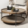 Mercana Kade 33" Round Brown Table Gray Metal Frame Two-Tier Coffee Table
