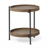 Mercana Kade III 16.9" Round Top Natural Brown Wood and Gray Metal Frame Tray-Style End/Side Table