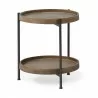 Mercana Kade III 16.9" Round Top Natural Brown Wood and Gray Metal Frame Tray-Style End/Side Table - Mercana Kade III 16.9" Round Top Natural Brown Wood and Gray Metal Frame Tray-Style End/Side Table