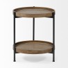 Mercana Kade III 16.9" Round Top Natural Brown Wood and Gray Metal Frame Tray-Style End/Side Table Front